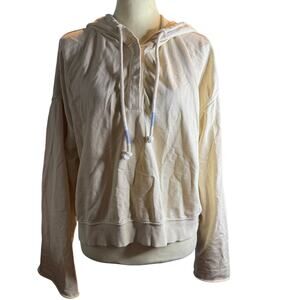 Normal Brand Premium Fleece Boxy Skimmer Hoodie, Bone Color, Unisex Large